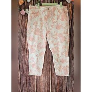 NWT Jen 7 Cropped Floral Print Skinny Jeans Size 18